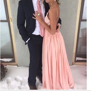 Open back floor length formal gown